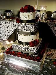 white damask ercream wedding cake