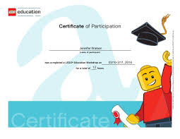 How did you become a master trainer for lego education. Certificate Jennifer Watson