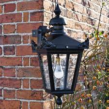 Large Black Top Fix Wall Lantern With