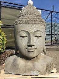 large sculpted lava stone buddha bust