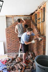 family room renovation removing brick