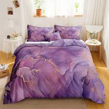 Bedding Sets Purple Marble Gold Duvet