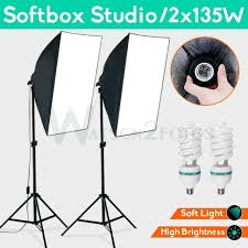 2x135w Soft Box Light Photography Studio Continuous Softbox Lighting Stand Kit