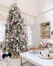 festive blush pink christmas tree