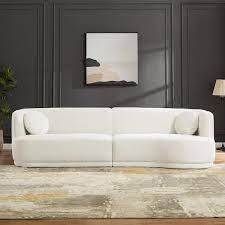 arm boucle fabric curved luxury sofa