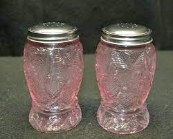 Vtg Pressed Pink Depression Glass Salt
