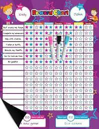 Magnetic Reward Behavior Star Chore Chart For Kids 17 X 13in 3 Dry Erase Markers