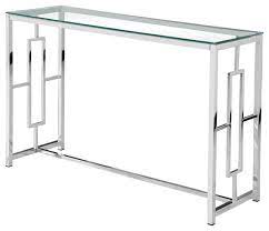 silver stainless steel glass sofa table