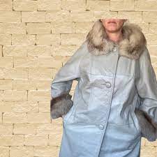 Vintage Leather Parka With Fur Trim And