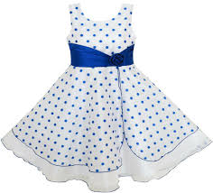 Us Stock Girls Dress Polka Dot Flower Tulle Party Unique Design Blue Size 4 12 Ebay