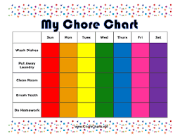 Printable Chore Chart With Rainbow Colors