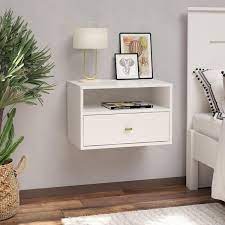 Prepac Floating Nightstand 1 Drawer With Open Shelf White