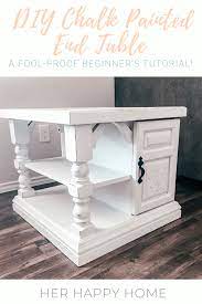 Diy Chalk Painted End Table Her Happy