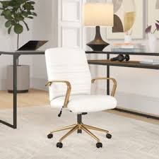 This deluxe rolling office chair shows off a modern aesthetic with the contrast of clear acrylic seating flanked by gold base and arms. Gold Office Chairs Free Shipping Over 35 Wayfair