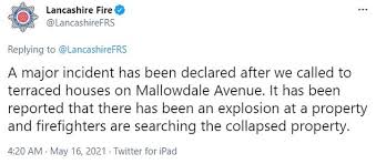 Lancashire police said they had been called at 2.40am to the scene of the explosion after reports a number of houses on mallowdale avenue. Eh826mvrf0lx1m