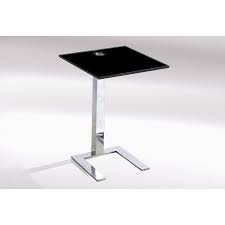 Two Black Glass Chrome Lamp Side Table