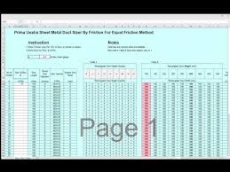 Duct Sizing With Cfm And Friction Loss Table 2017 Youtube