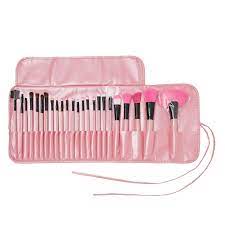 24 pcs hot pink makeup brushes set