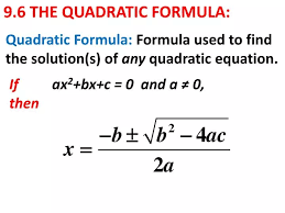 Ppt 9 6 The Quadratic Formula