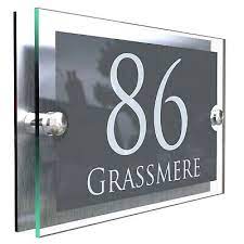 House Number Plaques Glass Effect
