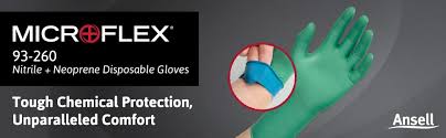Microflex 93 260 Nitrile And Neoprene Gloves Disposable Chemical Resistant Size Small Pack Of 50