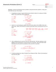 kinematics worksheet part 2