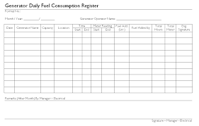 Generator Daily Fuel Consumption Register