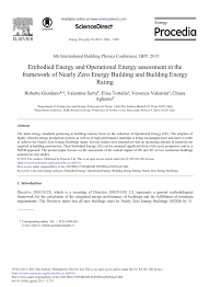 Pdf Embodied Energy And Operational Energy Assessment In
