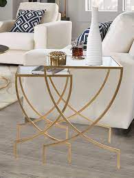 Glass Gold Finished Side Tables
