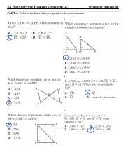 Any closed figure made by three line segments intersecting at their endpoints. 3 2 Day 2 Congruent Triangles Practice Key Pdf 3 2 Ways To Prove Triangles Congruent 2 Part A Color In The Letter That Corresponds To The Correct Course Hero
