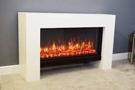 modern white electric fireplace suite