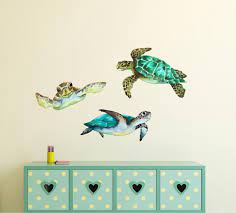 Watercolor Green Sea Turtles Wall Decal