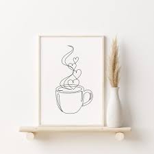 Coffee Cup Line Art Print Coffee Lover