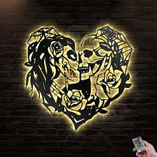 Sugar Skull Heart Metal Wall Art With
