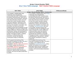 Current And New 3rd Grade Teks Side By Side Comparison Chart