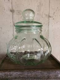 Large Green Glass Italian Jar 1980