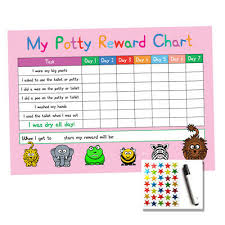 Pink Potty Toilet Training Reward Chart Kids Child Sticker Star A4 Reusable Ebay
