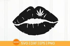 weed leaf on lips svg graphic by maumo
