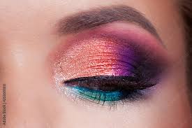 bright eye makeup pink and blue color