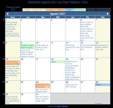 The january 2021 calendar shown above has marked dates of important events and popular us holidays. Calendario Agosto 2021 Para Imprimir Estados Unidos