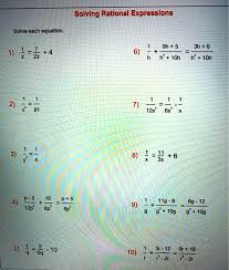 Solving Rational Expressions Solve