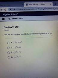 Apex Learning Answer Key Algebra 2 Sem