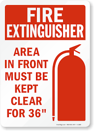 fire extinguisher area must be kept