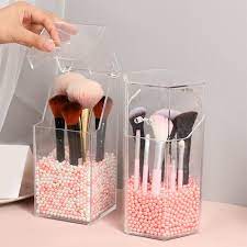 clear acrylic makeup brush holder with