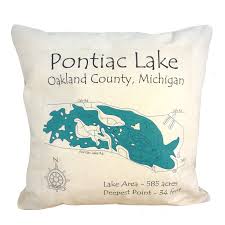 Pontiac Lake Pillow Michigan Lake Art Lake Art Pillows Art