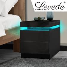 Levede Led High Gloss Nightstand