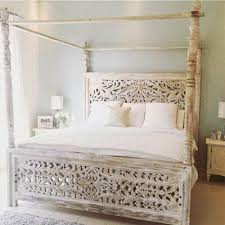Canopy Hand Carved Wooden Bed Frame