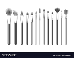 makeup brushes kit sketch royalty free