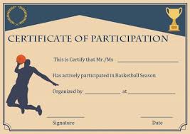 Basketball Participation Certificate 10 Free Downloadable