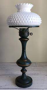 Vintage Tole Lamp With Milk Glass Shade